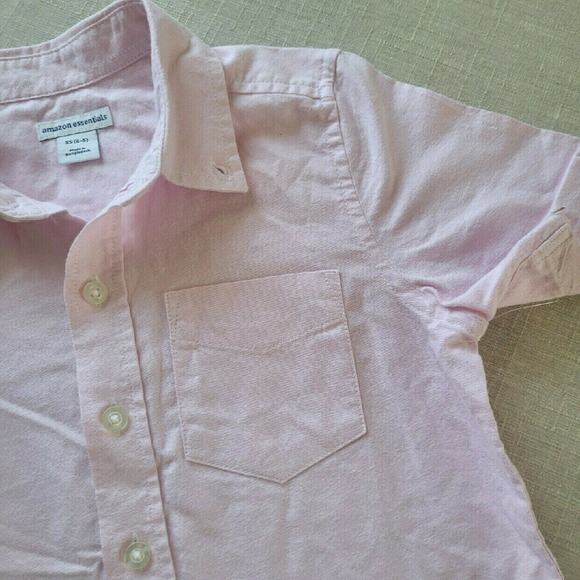 Amazon Essentials Pink Short Sleeve Button-up Shirt - Picture 3 of 6